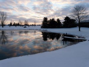 Dawn over the pond in Winter